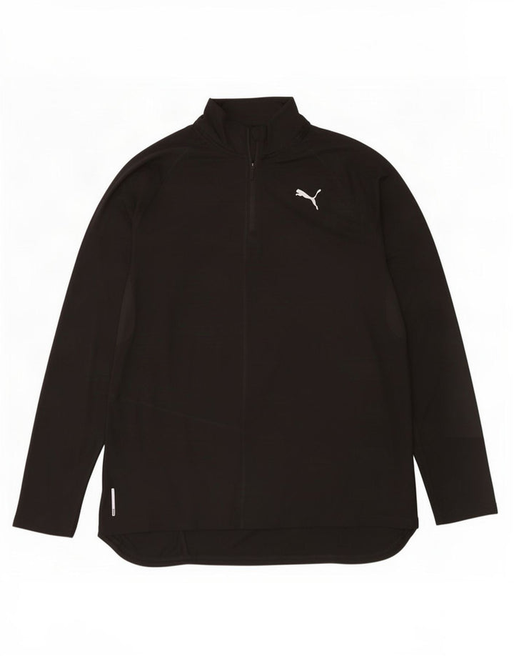 Puma Mens Zip Neck Pullover Treino Top Grande Preto