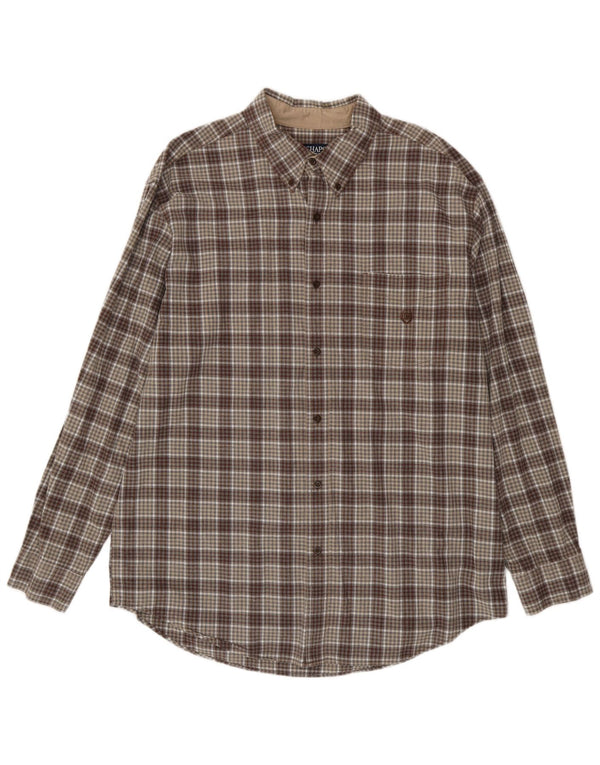 Camisa masculina Chaps XL marrom xadrez algodão