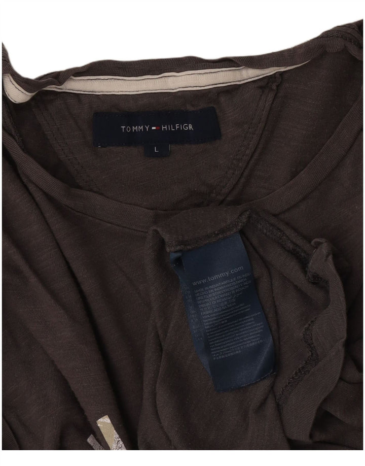 Tommy Hilfiger Camiseta masculina gráfica grande algodão cinza