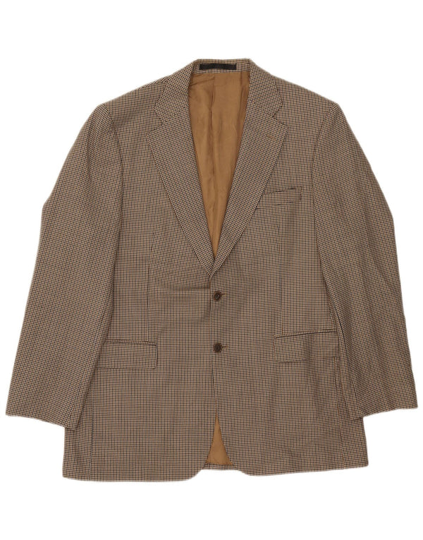 Jaqueta Blazer Longline Masculina Marks & Spencer Reino Unido 42 Grande Bege Houndstooth