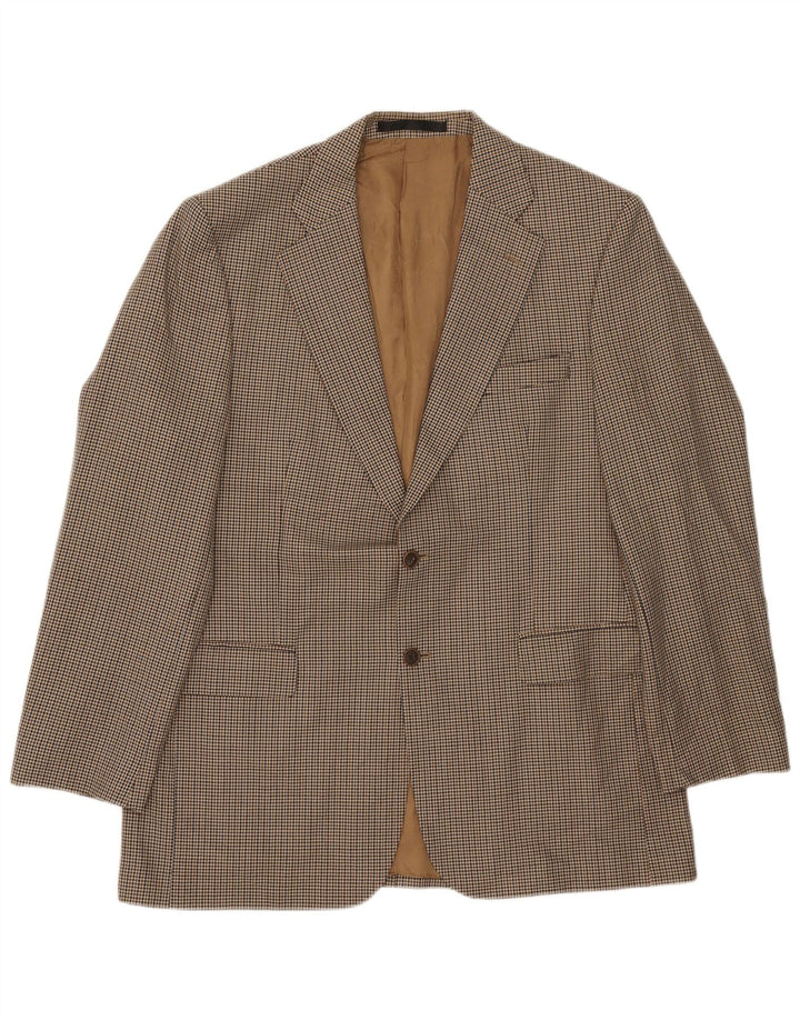 Jaqueta Blazer Longline Masculina Marks & Spencer Reino Unido 42 Grande Bege Houndstooth