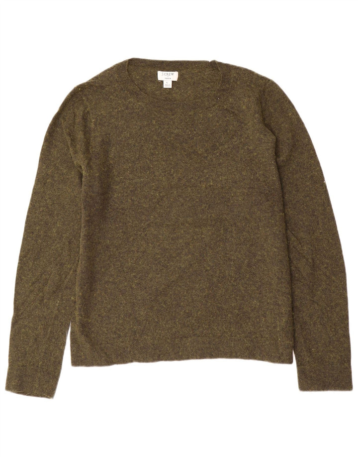 J. CREW Suéter feminino Teddie com gola canoa Reino Unido 16 grande verde manchado