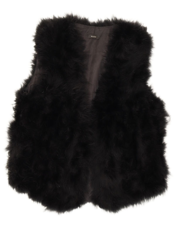 Riani Womens Fur Gilet UK 12 Médio Preto Real Fur
