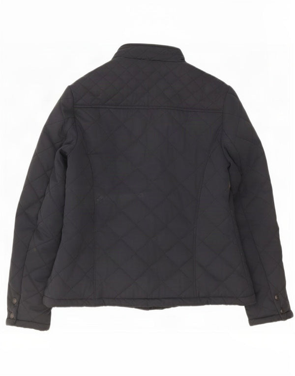 Fat Face Womens Quilted Jacket UK 12 Medium Navy Blue Polyester