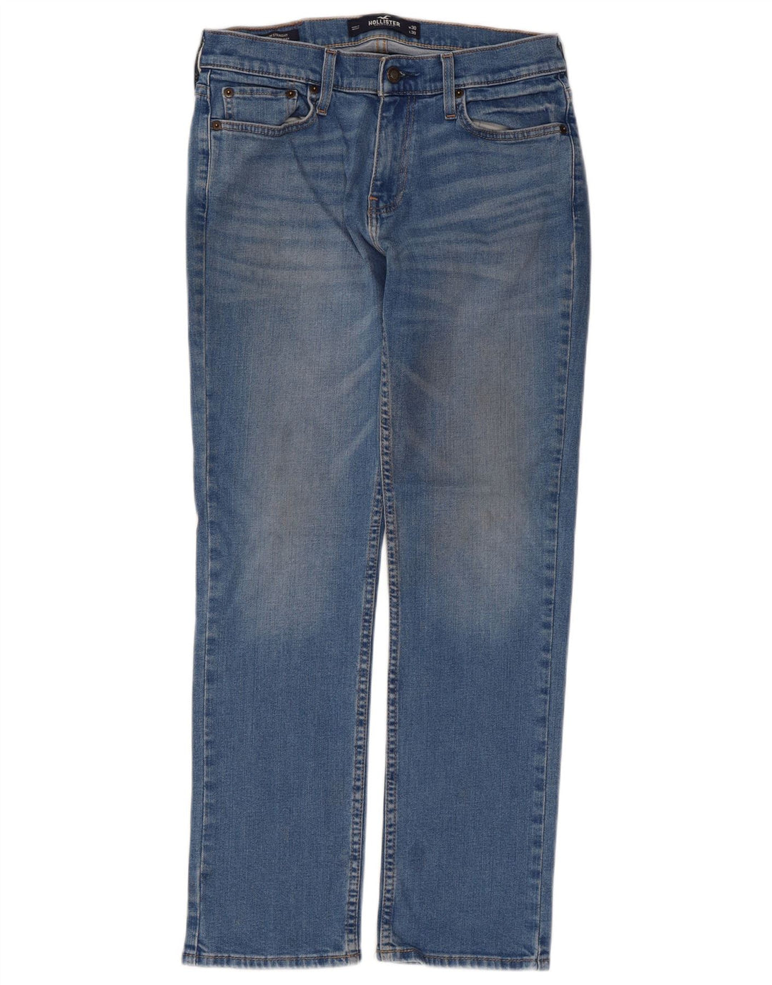 Jeans femininos Hollister Slim Straight W30 L30 Azul