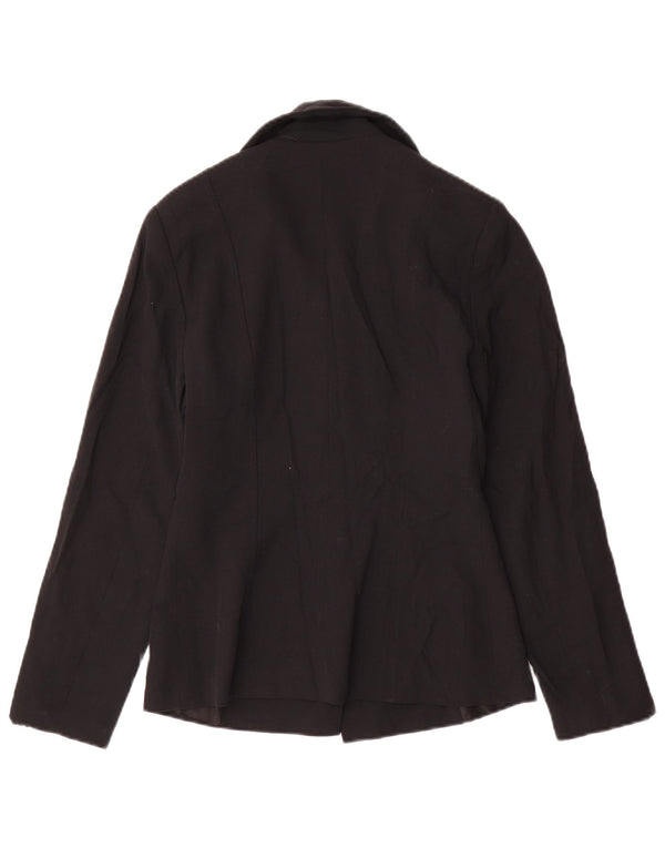 Jaqueta blazer vintage feminina com 4 botões Reino Unido 10 pequena preta