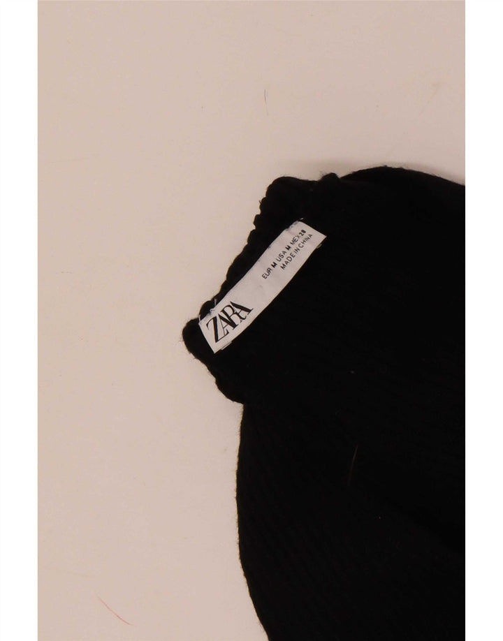 Zara Womens Knit Arm Top Reino Unido 12 Médio Preto