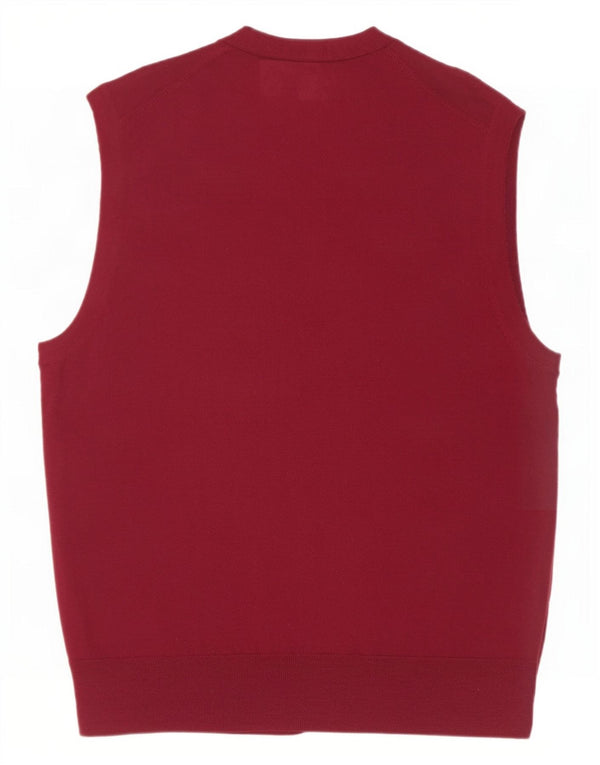 Suéter cardigã masculino sem mangas Brooks Brothers grande lã cor de vinho