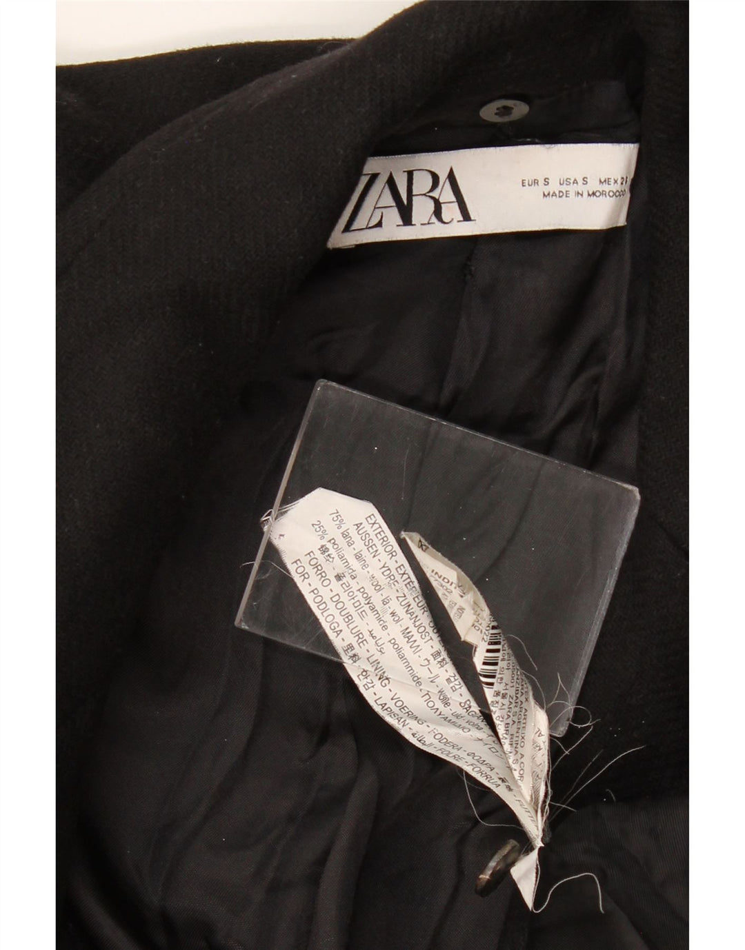 Sobretudo feminino ZARA UK 10 pequeno lã preta