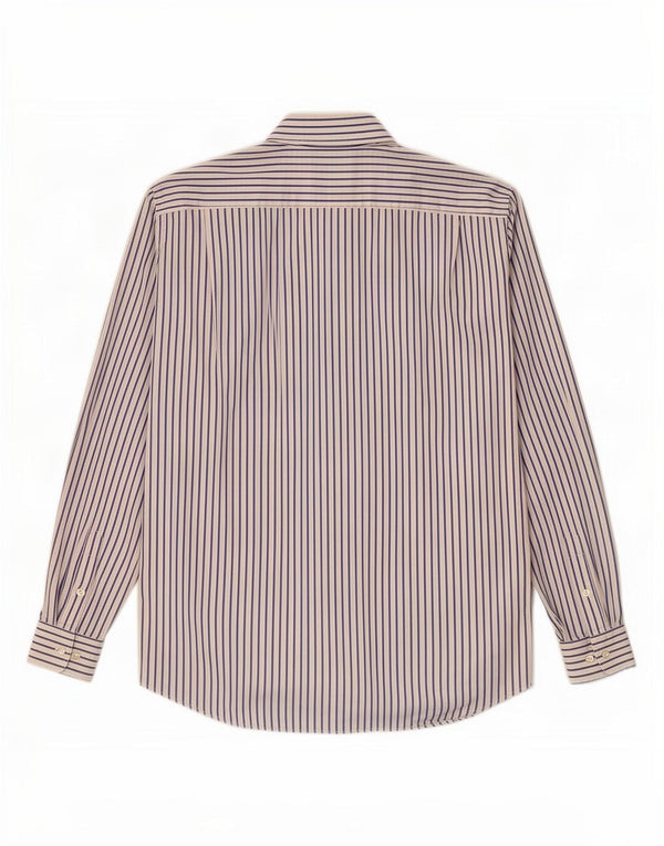 Camisa masculina Lacoste tamanho 42 grande algodão listrado branco