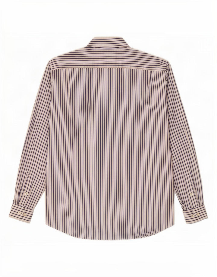 Camisa masculina Lacoste tamanho 42 grande algodão listrado branco