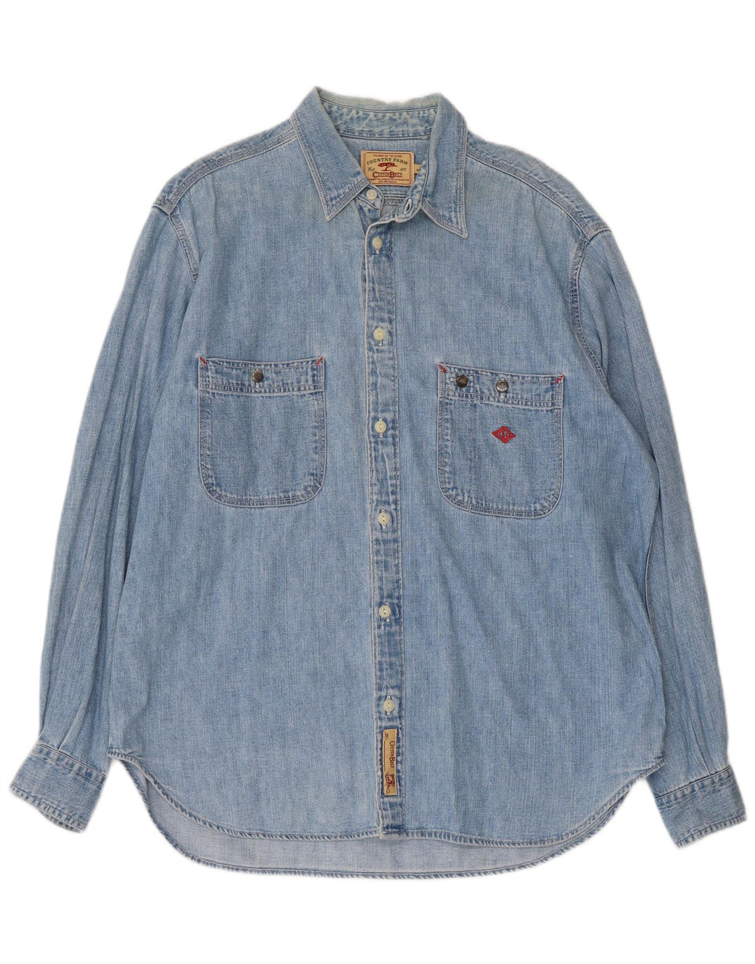 COTTON BELT Camisa jeans masculina grande algodão azul