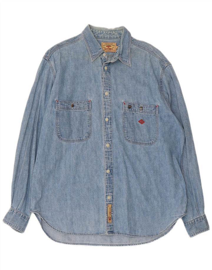 COTTON BELT Camisa jeans masculina grande algodão azul