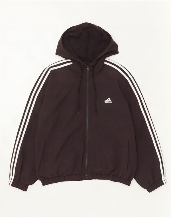 Adidas feminino com capuz oversized agasalho top jaqueta reino unido 20/22 XL preto nylon