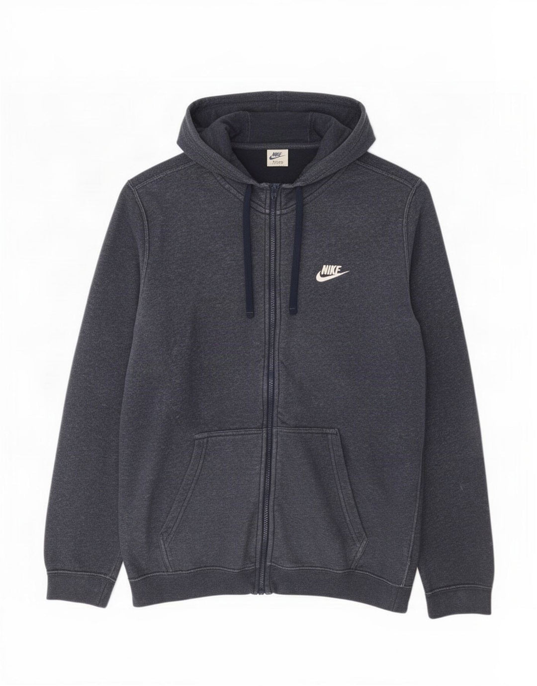 Suéter Nike masculino com capuz e zíper médio azul marinho algodão