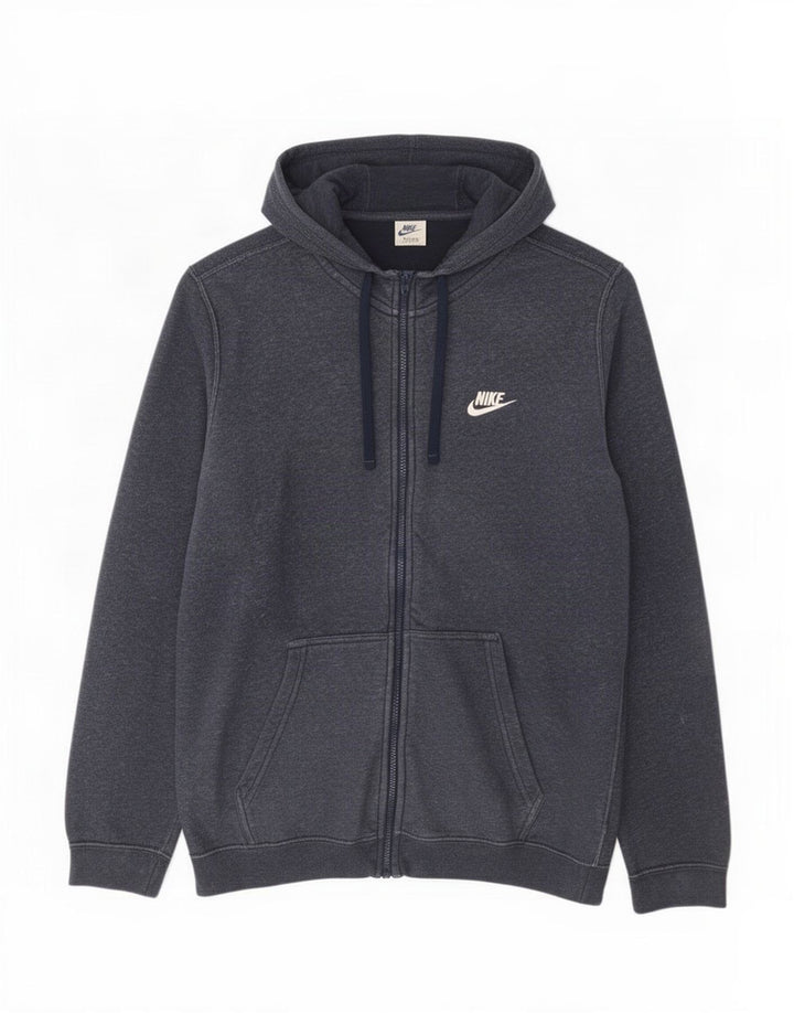 Suéter Nike masculino com capuz e zíper médio azul marinho algodão