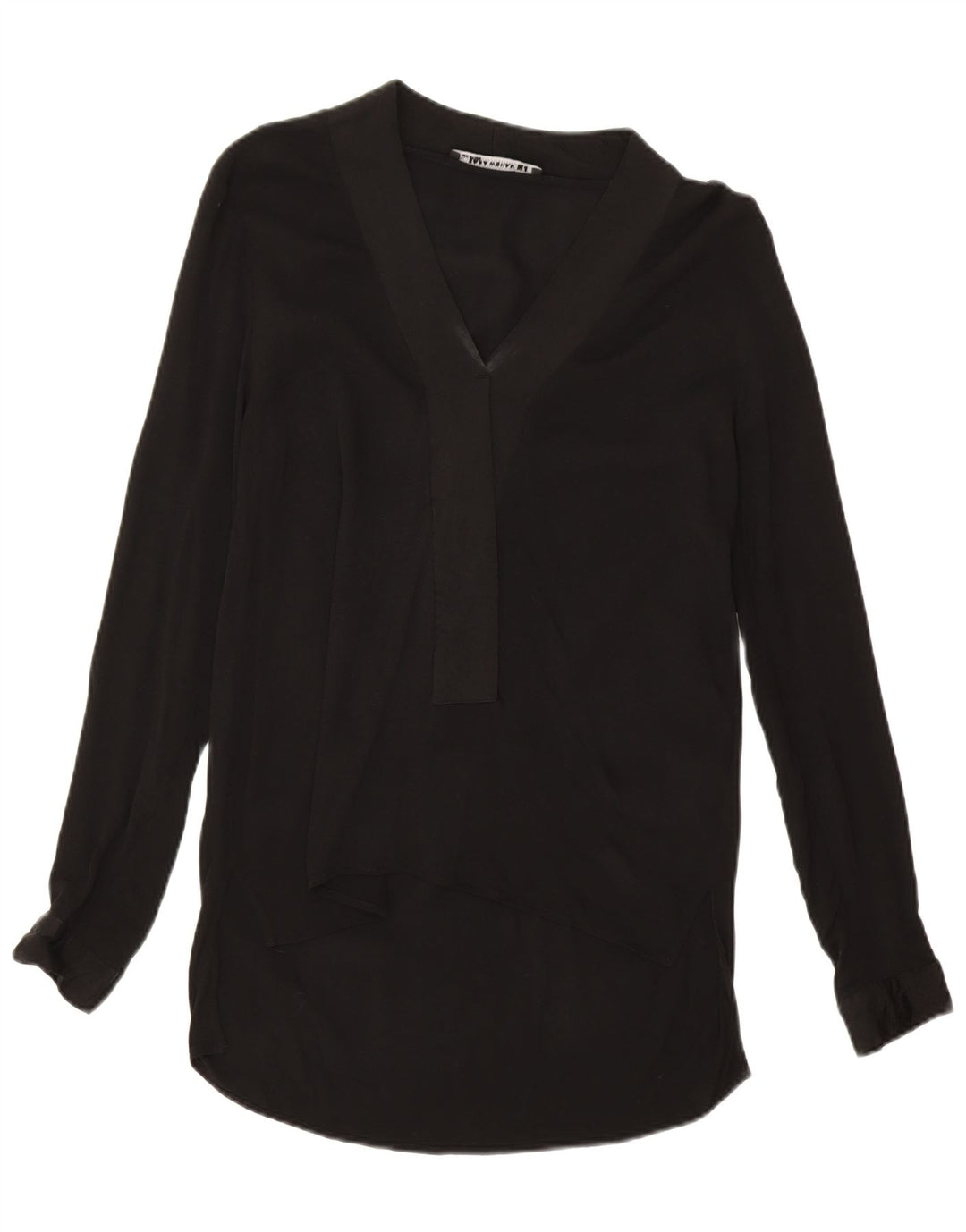 Blusa feminina de manga comprida Zara Top UK 14 médio preto viscose