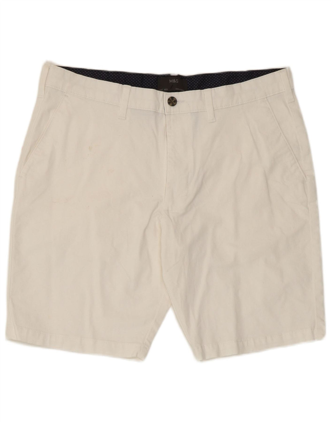 Shorts chino masculino Marks & Spencer W34 grande algodão branco