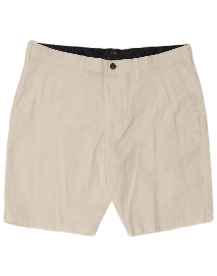 Shorts chino masculino Marks & Spencer W34 grande algodão branco