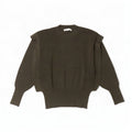 Suéter feminino Zara Batwing com gola redonda Reino Unido 10 lã cáqui pequena