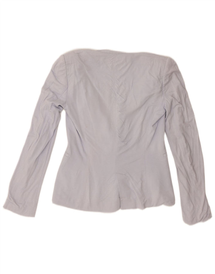 Jaqueta blazer feminina Zara com 1 botão Reino Unido 10 algodão azul pequeno