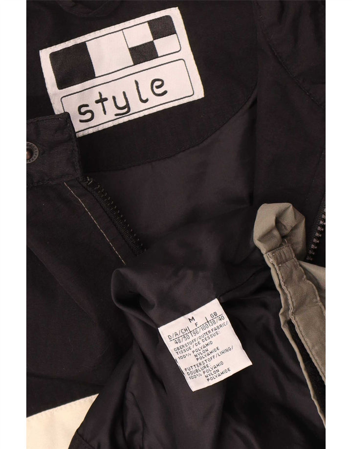 Jaqueta corta-vento masculina vintage UK 38 poliamida colorblock cinza médio