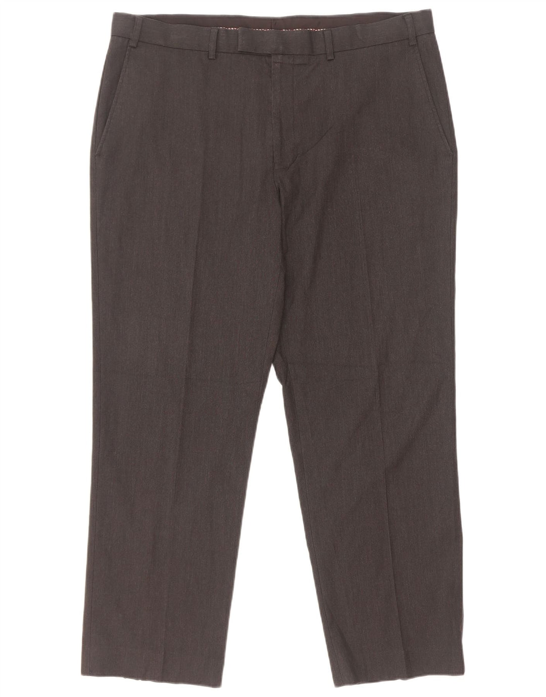 Calça masculina de ajuste regular Marks & Spencer W38 L29 poliéster cinza