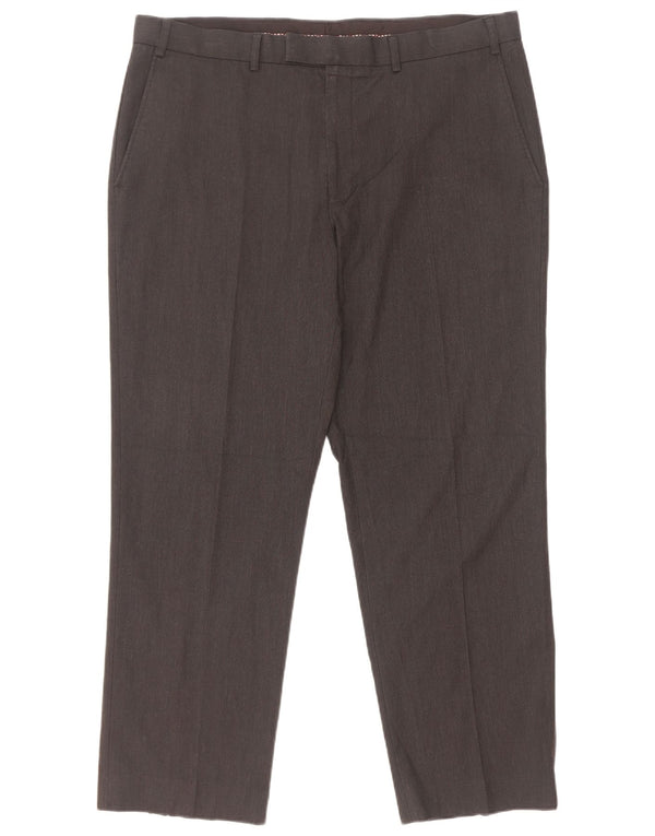 Calça masculina de ajuste regular Marks & Spencer W38 L29 poliéster cinza