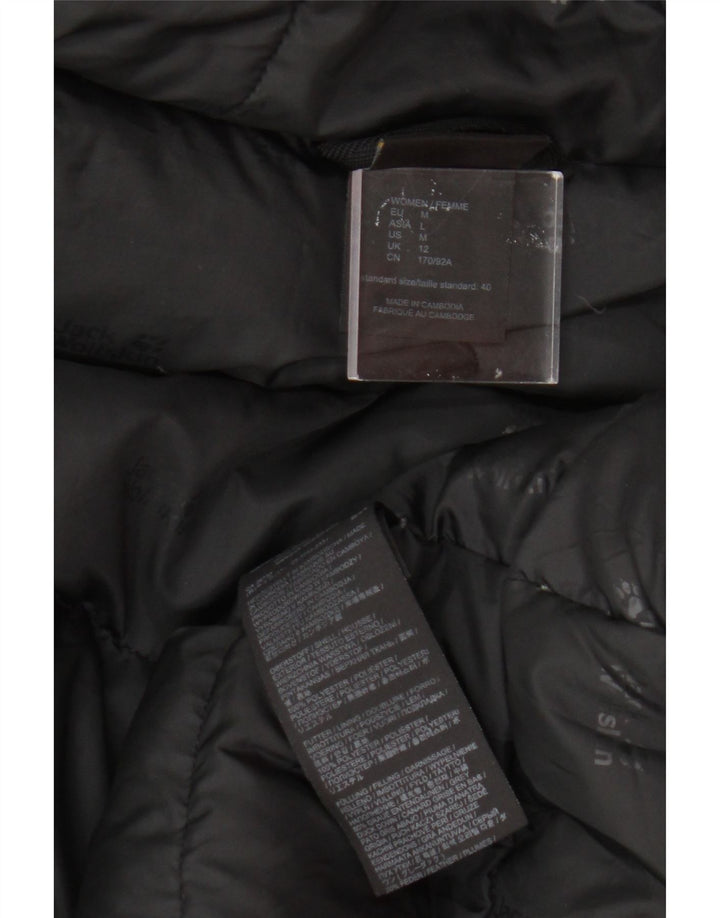 Jaqueta feminina acolchoada com capuz Jack Wolfskin Reino Unido 12 bloco colorido preto médio