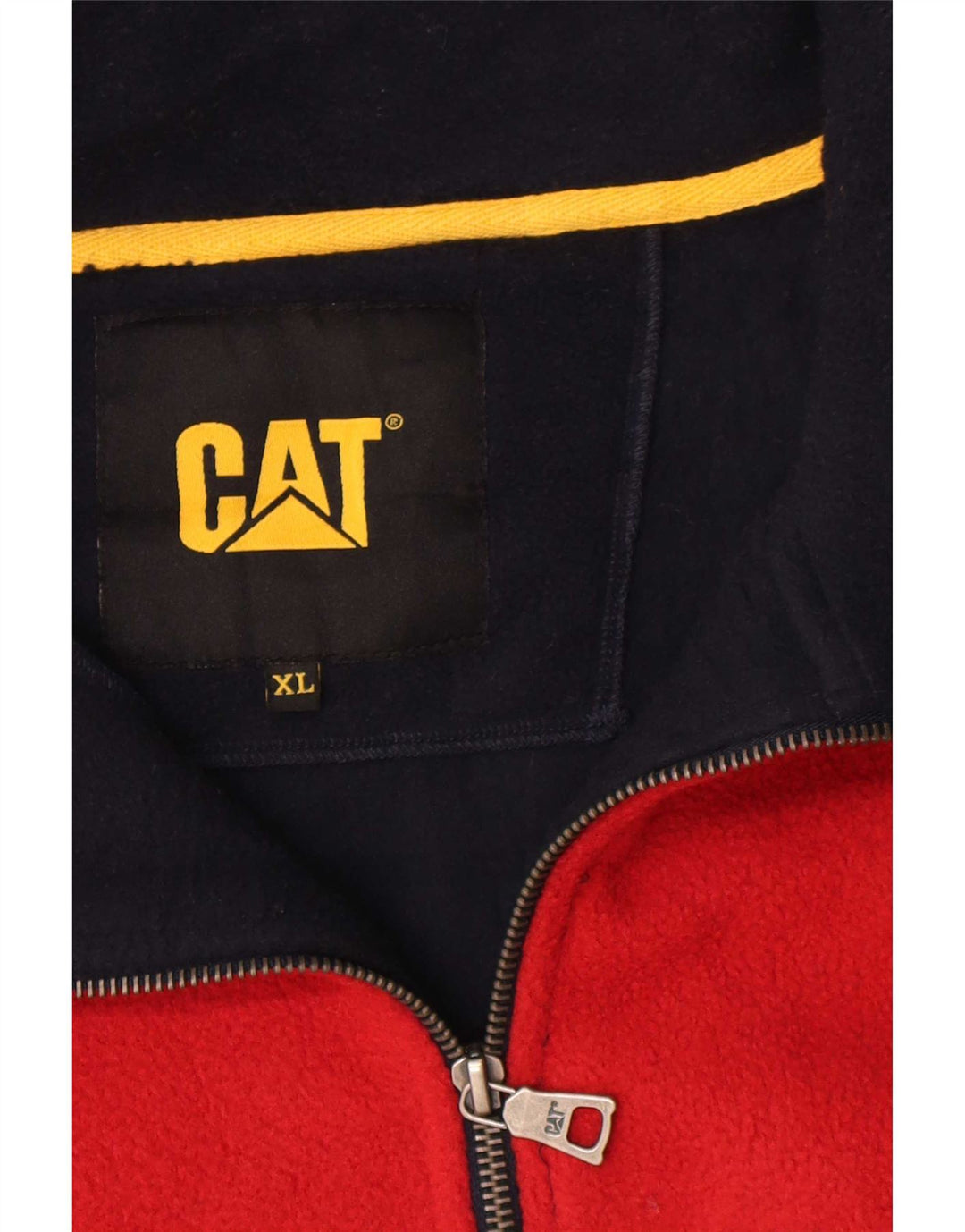 Jumper de lã masculino Caterpillar com zíper e gola XL azul marinho poliéster colorblock