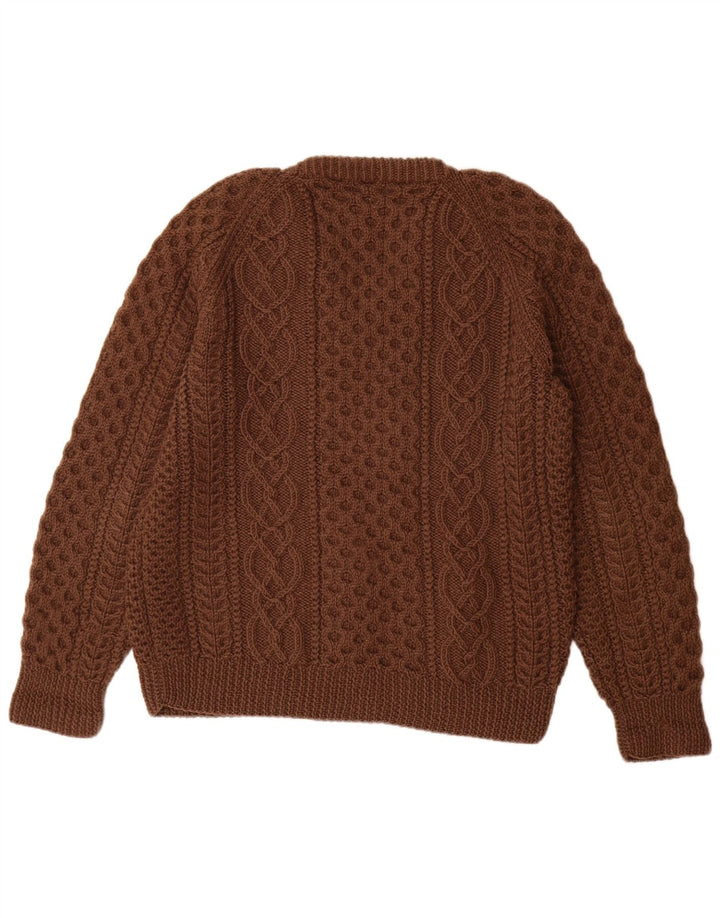 Suéter feminino VINTAGE com decote em V Reino Unido 14 grande marrom