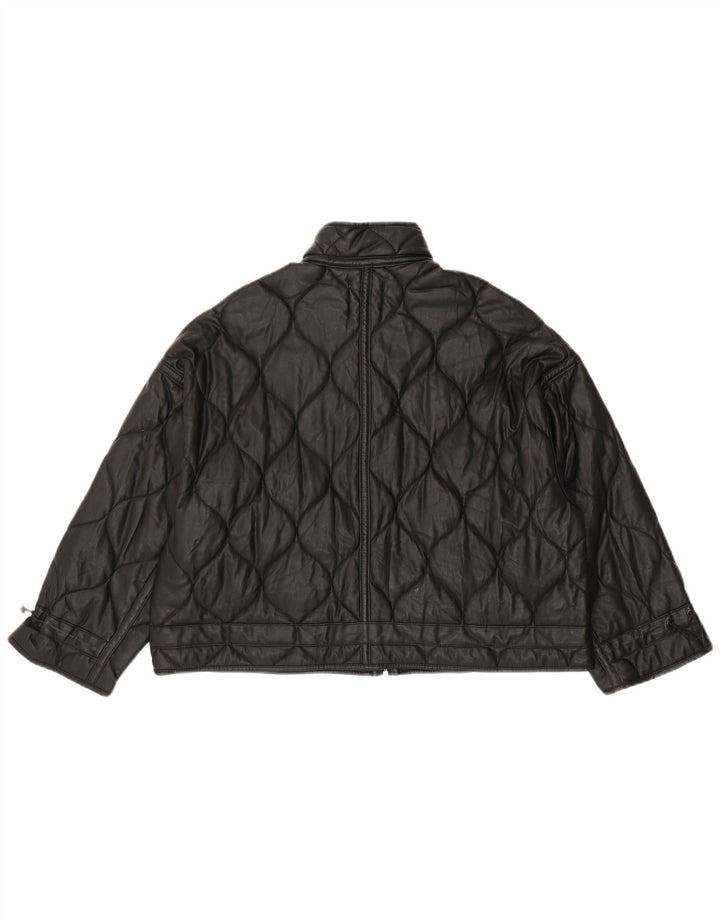 Jaqueta acolchoada superdimensionada feminina Zara UK 10 poliéster preto pequeno
