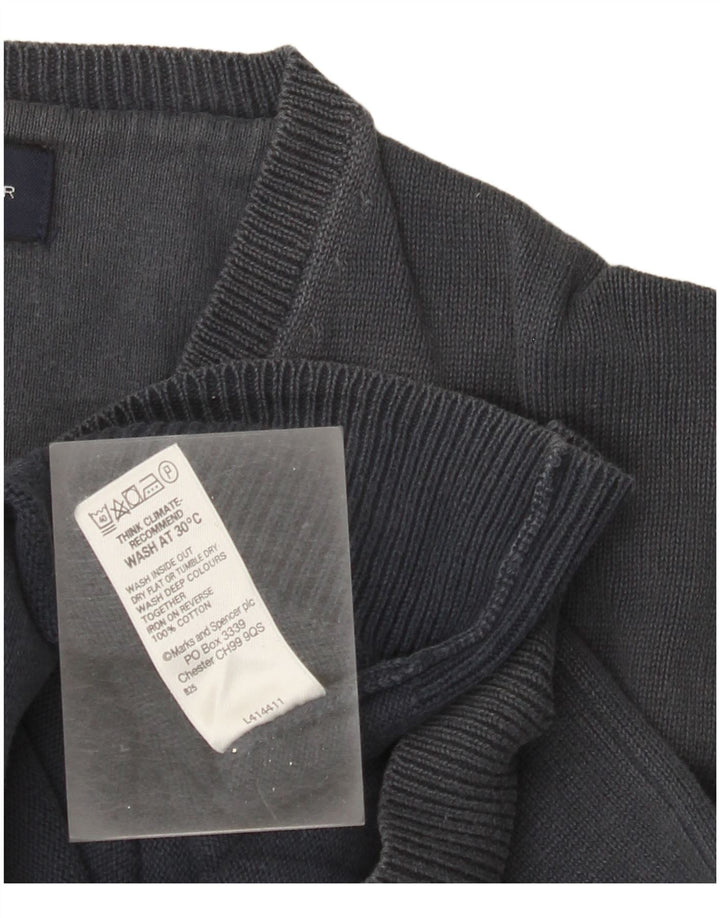Suéter feminino Marks & Spencer com decote em V Reino Unido 14 algodão azul marinho médio