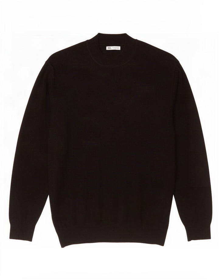 Zara Suéter masculino com gola tartaruga grande preto