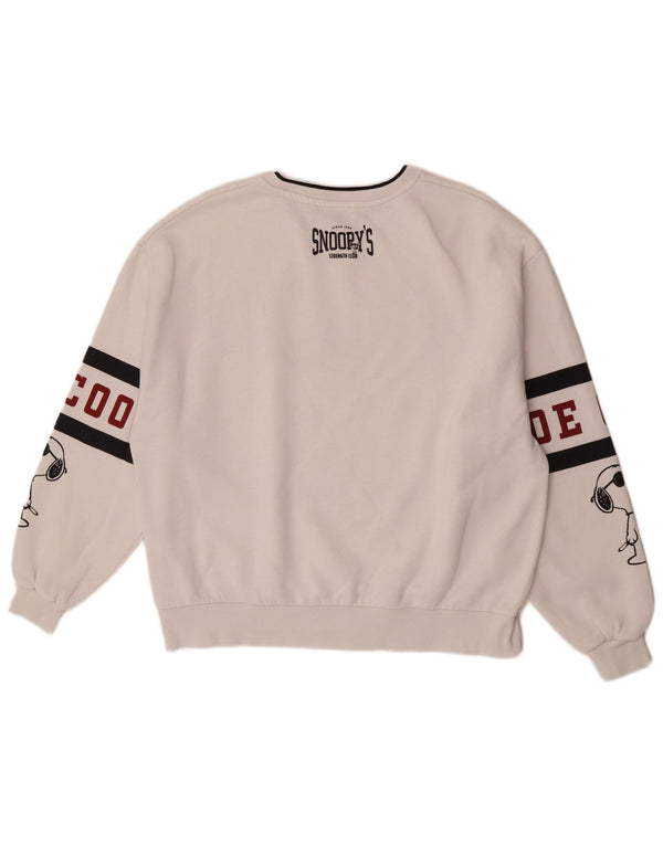 Pull & Bear Mens Peanuts Graphic Moletom Jumper Médio Branco Colorblock