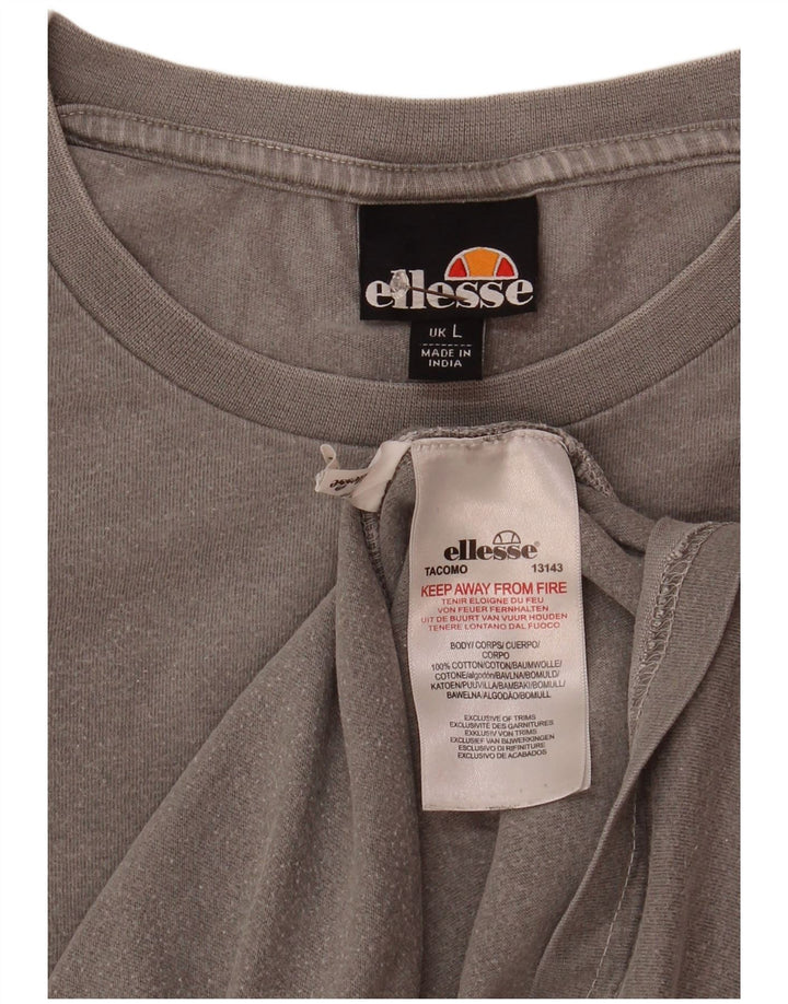 Ellesse Camiseta Masculina Top Grande Algodão Cinza