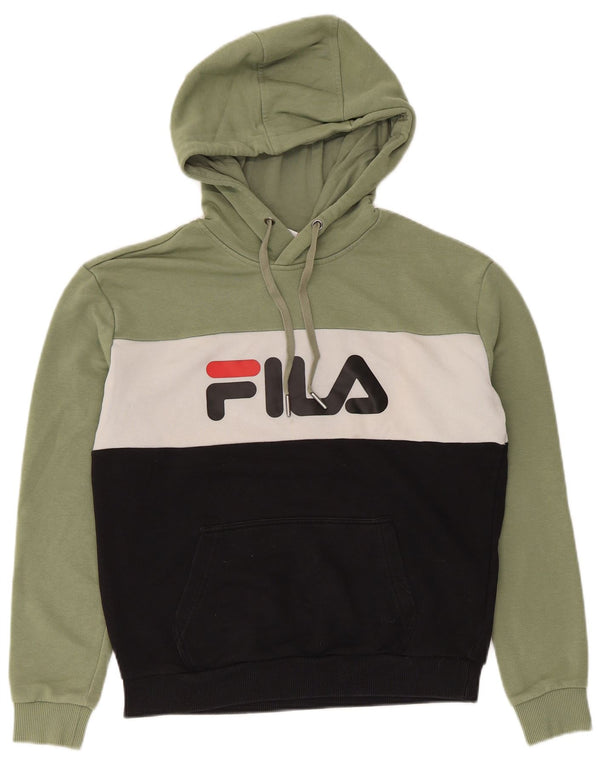 Fila feminino gráfico oversized moletom com capuz UK 10 pequeno bloco colorido verde