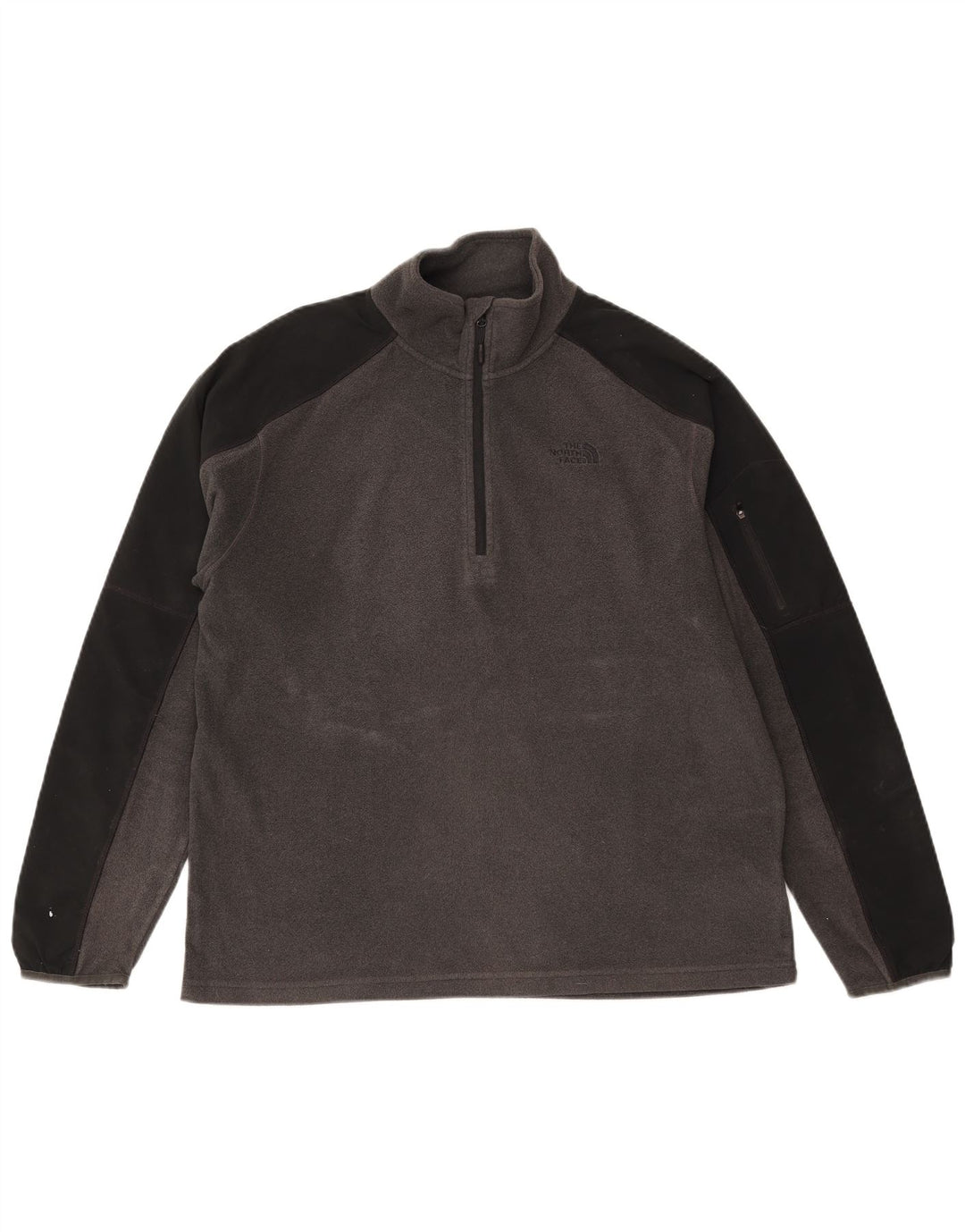 Suéter masculino The North Face com zíper e gola em lã, grande, cinza, bloco colorido, poliéster