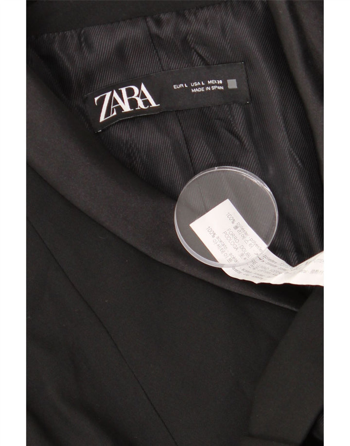 Jaqueta blazer feminina Zara com 1 botão Reino Unido 16 grande preto poliéster clássico