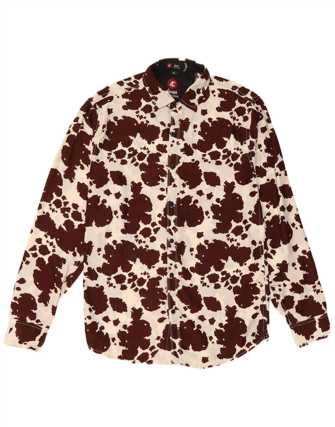 Vintage masculino abstrato padrão camisa marrom médio estampa animal