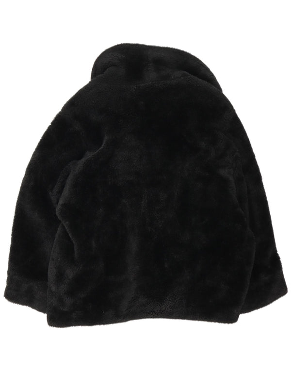 Casaco feminino vintage solto de pele sintética Reino Unido 14 grande preto