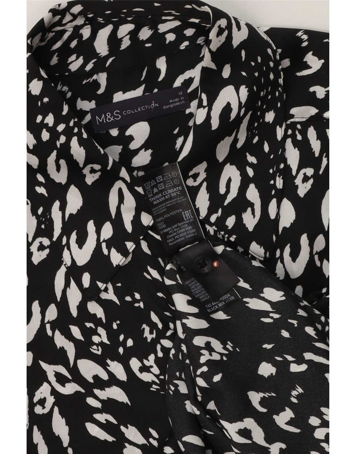 Blusa feminina Marks & Spencer Reino Unido 12 médio preto com estampa animal