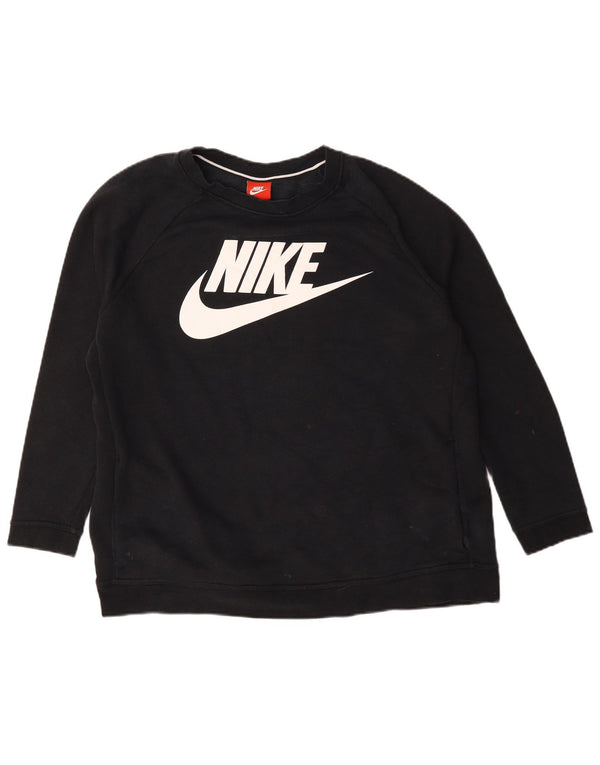Nike feminino gráfico oversized moletom jumper UK 18 XL algodão preto