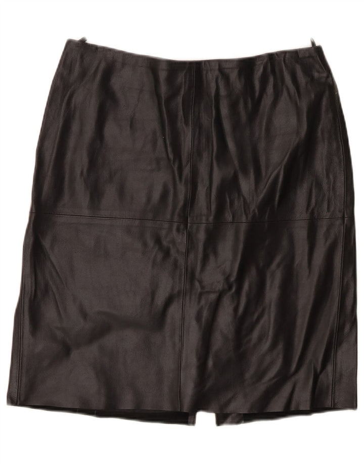 Saia feminina de couro Benetton IT 44 médio W30 couro preto