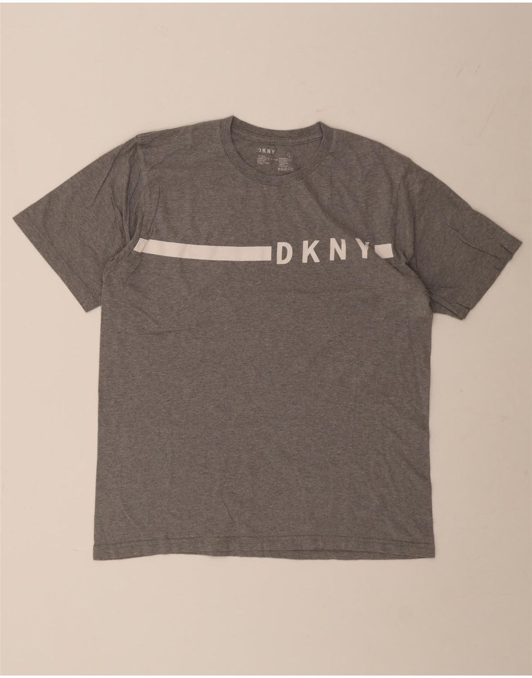 Camiseta gráfica masculina Dkny Top grande cinza colorblock algodão