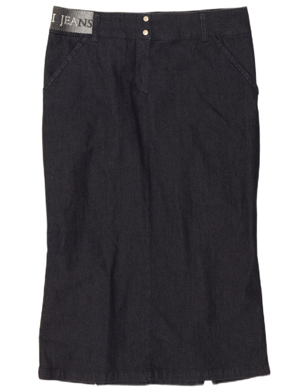 Trussardi saia feminina jeans trompete IT 44 médio W30 algodão azul marinho