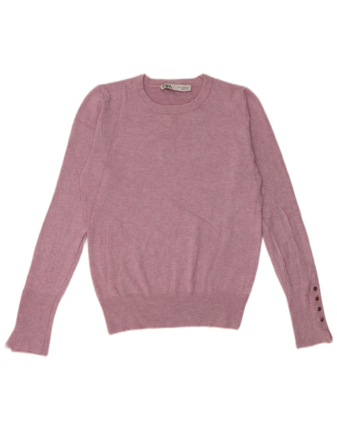 Suéter feminino Zara com gola redonda, Reino Unido 8 pequeno rosa
