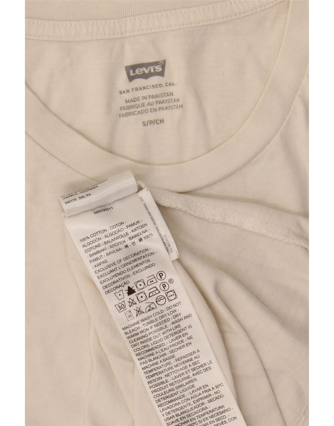 Camiseta masculina Levi's Top pequeno algodão branco