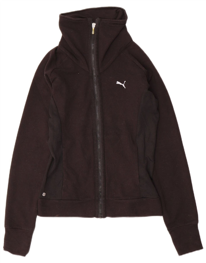 PUMA Womens Tracksuit Top Jacket UK 8 Pequeno Algodão Preto