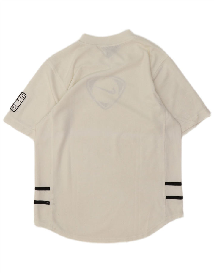 Camiseta Nike masculina gráfica Top UK 36/38 pequena listrada branca de poliéster